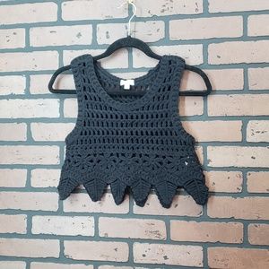 Debut boho knit/crochet crop tank top